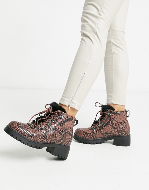 Vero Moda faux snake hiking boots