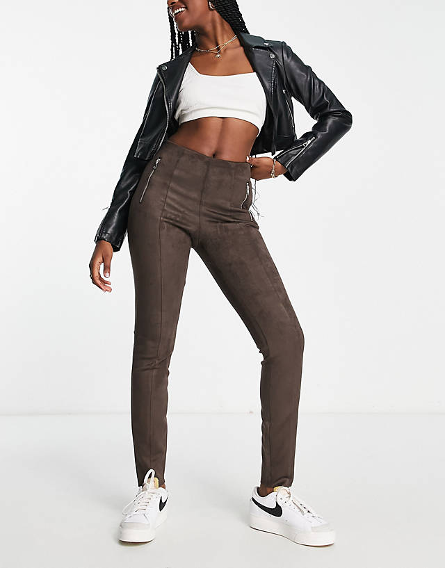 Vero Moda - faux suede leggings in brown