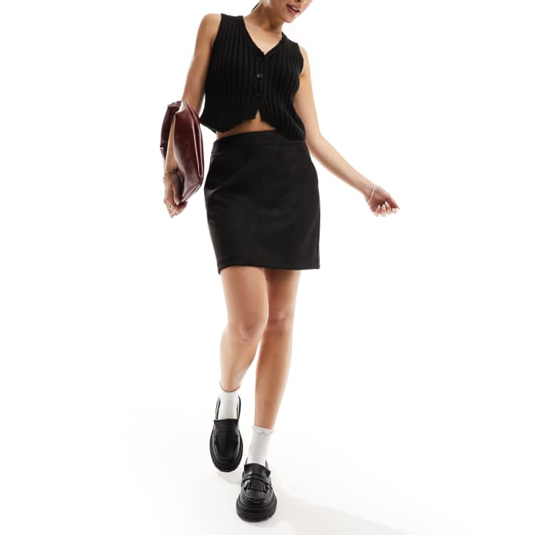 Black faux 2024 suede pencil skirt