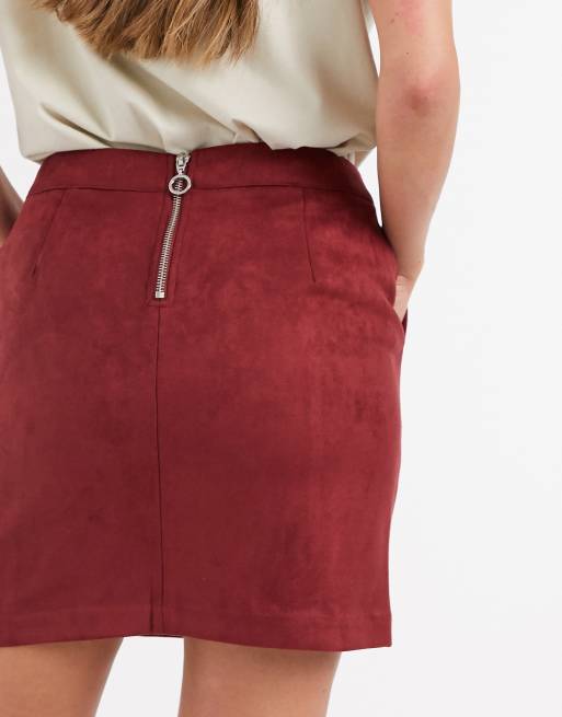 Red suede skirt new arrivals