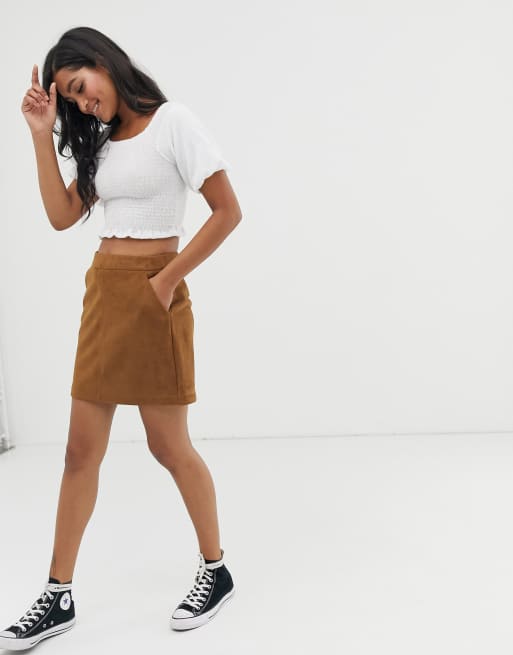 Foreman Harmoni glemsom Vero Moda faux suede mini skirt | ASOS