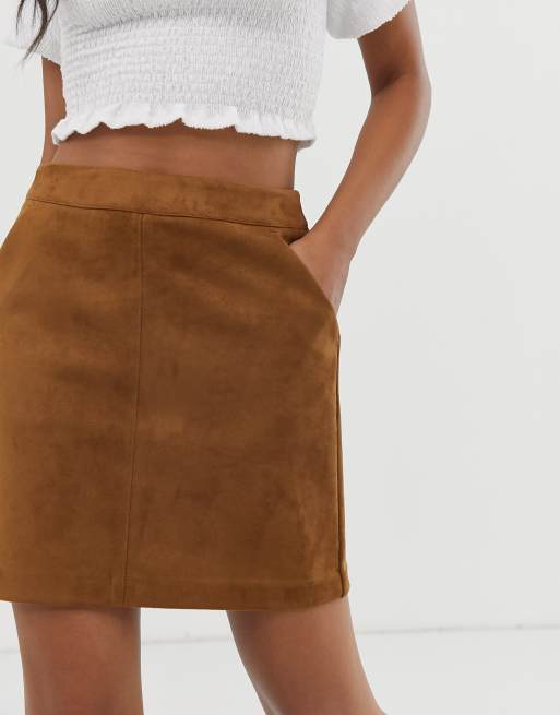 Brown suede hotsell skirt asos