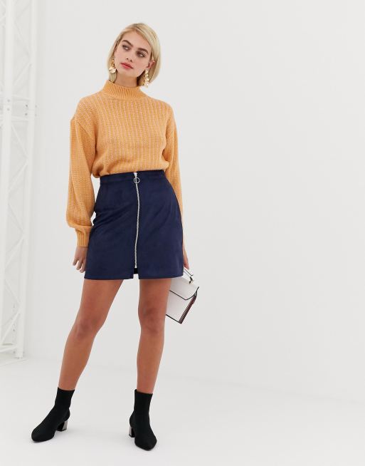 Navy suede mini clearance skirt