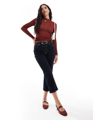Vero Moda Fine Jersey Long Sleeve Lettuce Edge Top In Red
