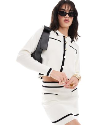 Vero Moda Fine Knit Contrast Cardigan In Monochrome - Part Of A Set-white