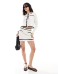 [Vero Moda] Vero Moda fine knit contrast mini skirt in monochrome (part of a set)-White L White/black