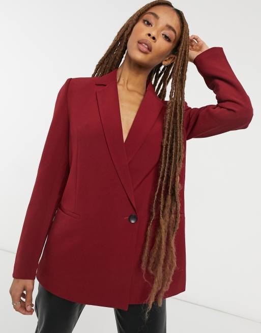 Vero Moda fitted blazer in burgundy red