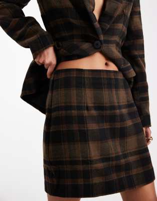 Vero Moda Flannel Mini Skirt Co-ord In Burgundy