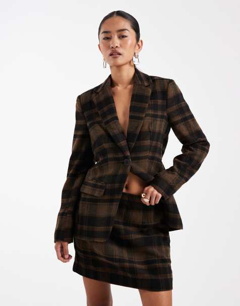 Vero Moda flannel mini skirt in chocolate check print (part of a set) - view 1