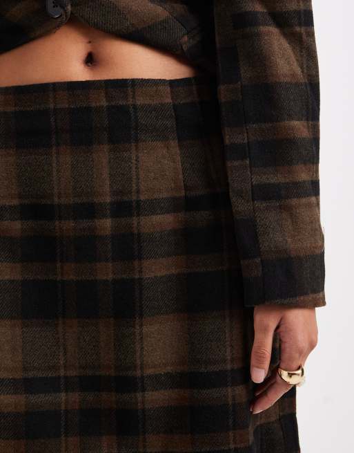 Vero Moda flannel mini skirt in chocolate plaid print - part of a set, 3 of 5