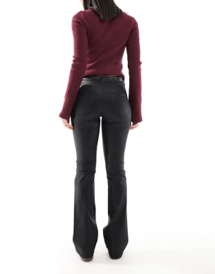 Vero Moda Flash Coated Kick Flare Jeans In Black