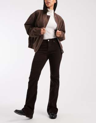 Vero Moda - Flash - Cord-Schlaghose in Schokobraun mit mittelhohem Bund-Brown