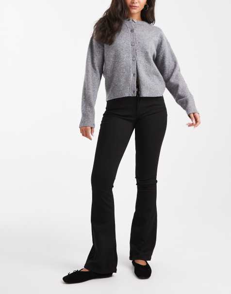 Vero Moda Flash mid rise flared jeans in black