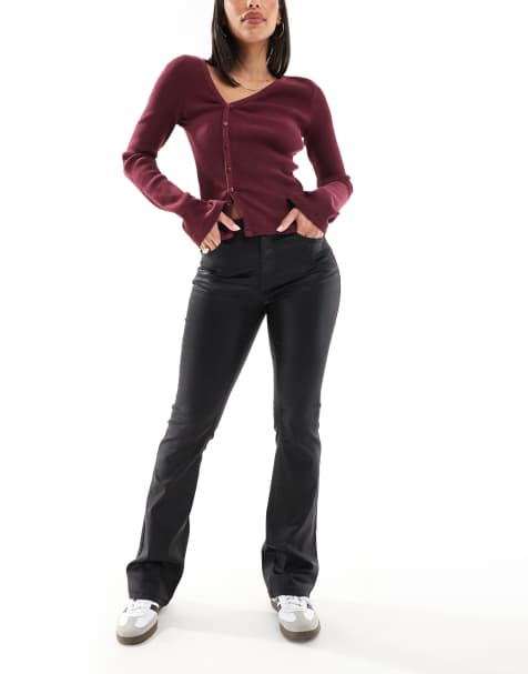 Vero Moda - Flash - Flared jeans met coating in zwart - view 1
