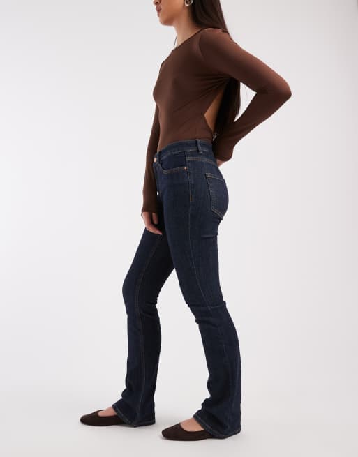 Vero Moda - Flash - Jeans a zampa a vita medio alta blu scuro slavato, 3 di 5