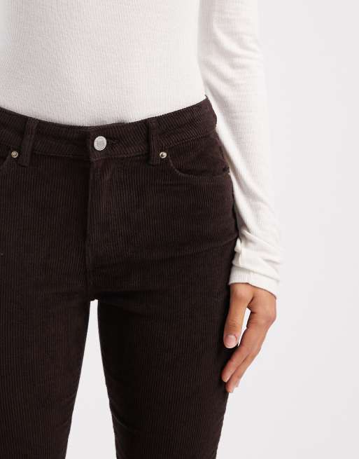 Vero Moda Flash mid rise cord flares in chocolate, 4 of 5