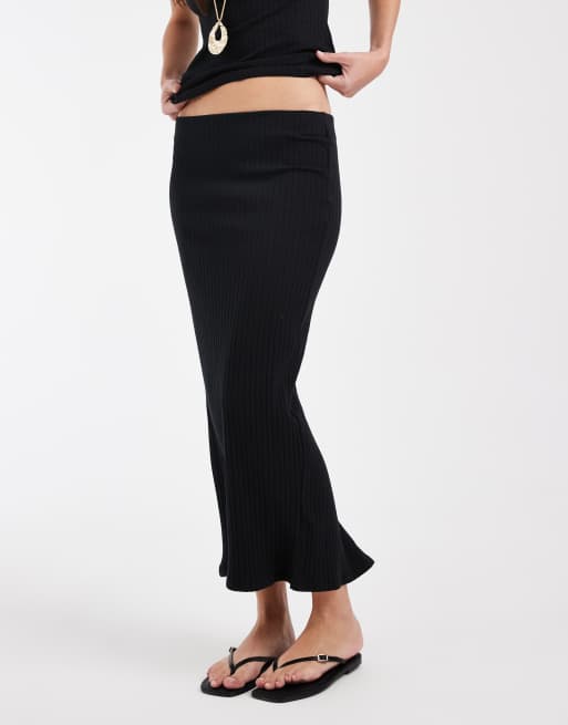 Vero moda flat rib jersey midi skirt  in black, 2 of 5