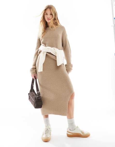 Vero Moda – Flauschiger Midirock in Beige, Kombiteil - view 1