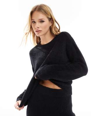 Vero Moda - Flauschiger Pullover in Schwarz, Kombiteil