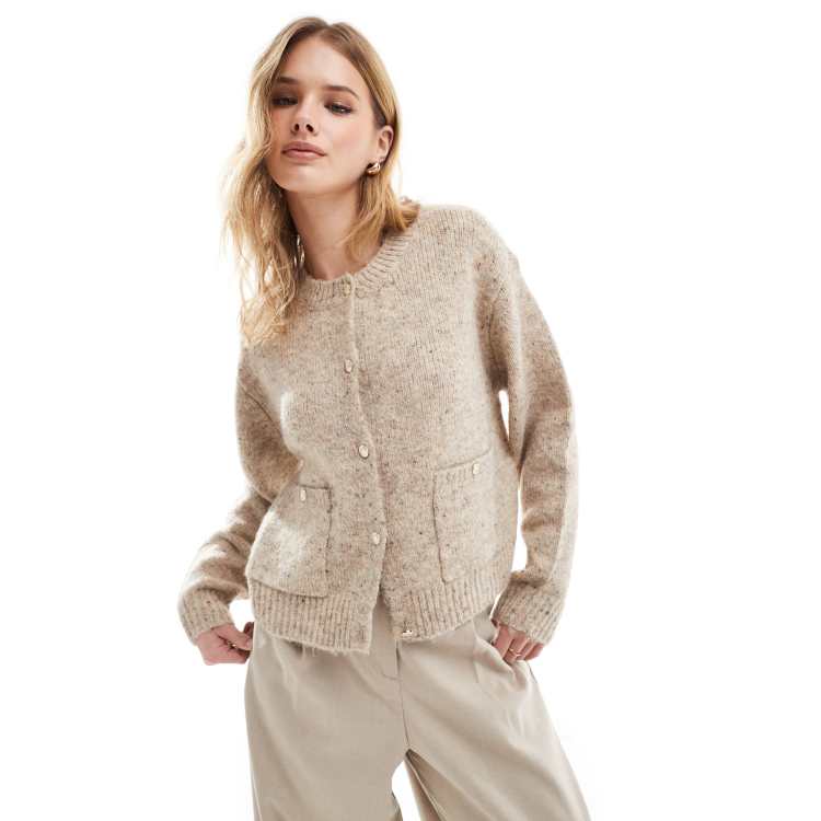 Vero Moda flecked slouchy cardigan with metal buttons in