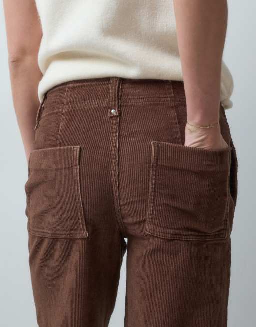 Vero Moda fløjlsbukser med brede ben i mørkebrun, 5 af 5