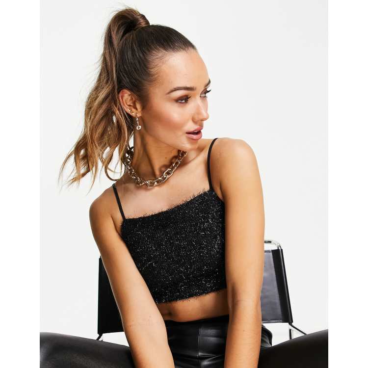 Moda fluffy crop top in glitter - part of a set | ASOS