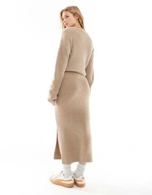 Vero Moda Fluffy Midi Skirt In Neutral