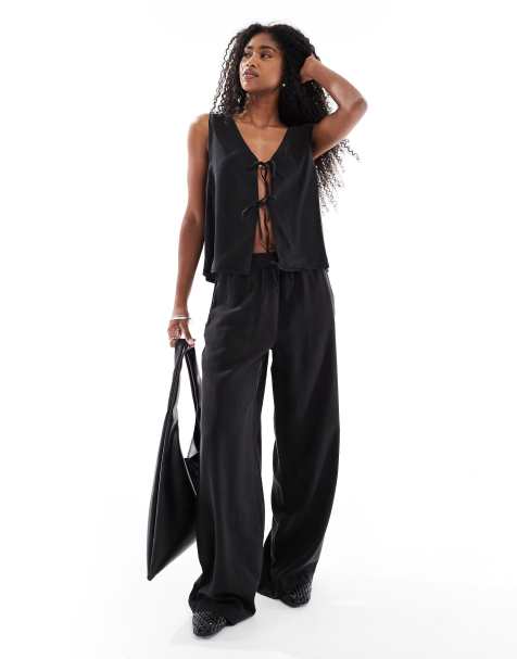 Vero Moda fluid wide leg trouser co-ord in black