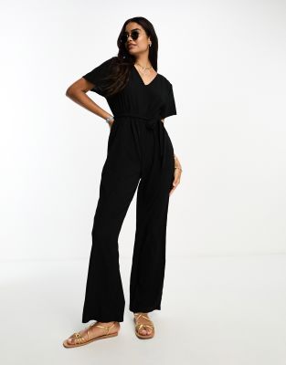 Vero Moda flutter sleeve jumpsuit in black