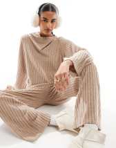 Reclaimed Vintage flare pants with zip side slits in brown