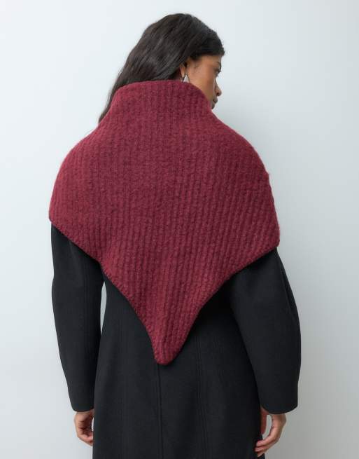 Vero Moda foulard triangle à côtes bordeaux, 4 de 5