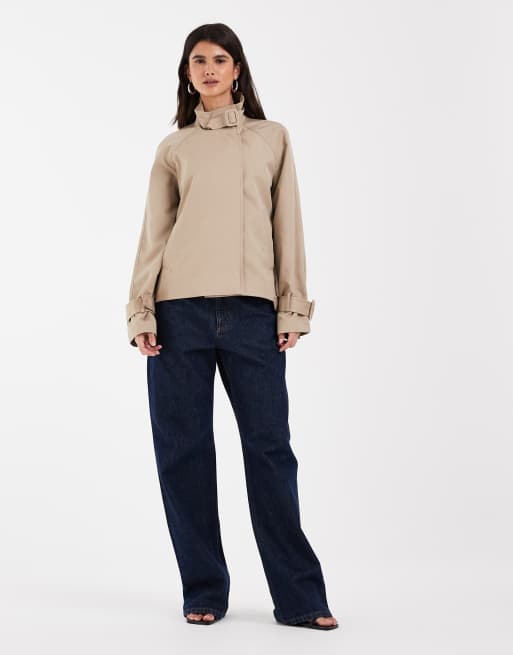 Vero Moda frakke med ståkrave og kort trench i silver mink, 2 af 4