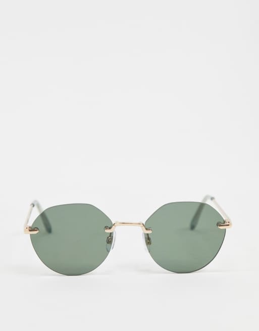 Vero Moda frameless hexagon sunglasses gold | ASOS