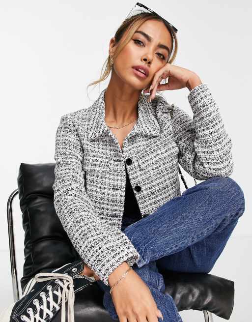 Black and hotsell white boucle jacket