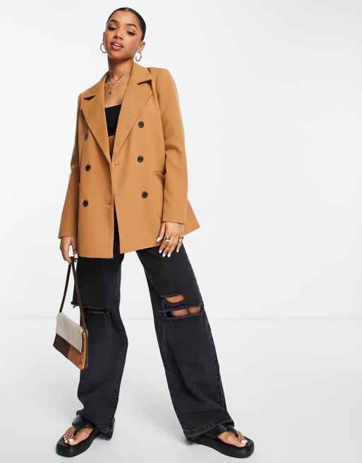 Vero moda check shop double breasted tailored coat