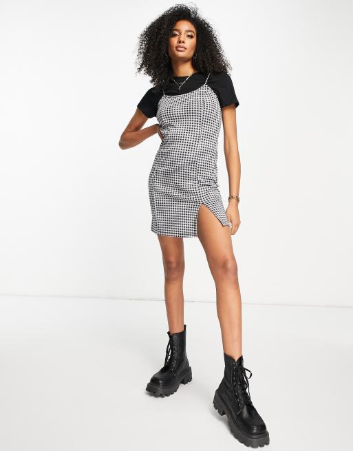 Black and white 2025 checkered mini dress