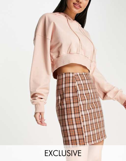 Vero Moda FRSH mini skirt in beige check | ASOS