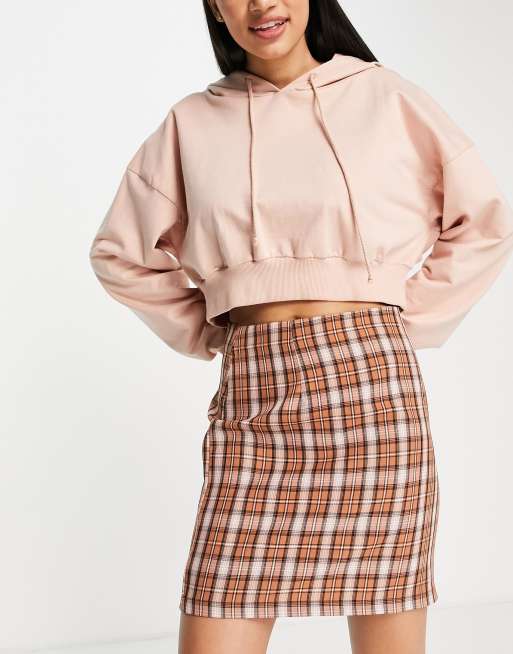 Vero Moda FRSH mini skirt in beige check, 2 of 4