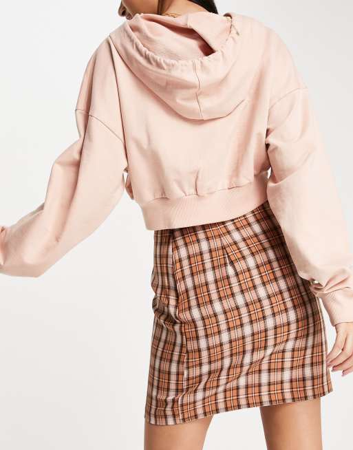 Vero Moda FRSH mini skirt in beige check, 4 of 4