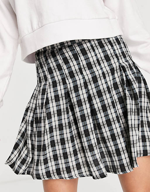 Vero Moda FRSH pleated mini skirt in black check