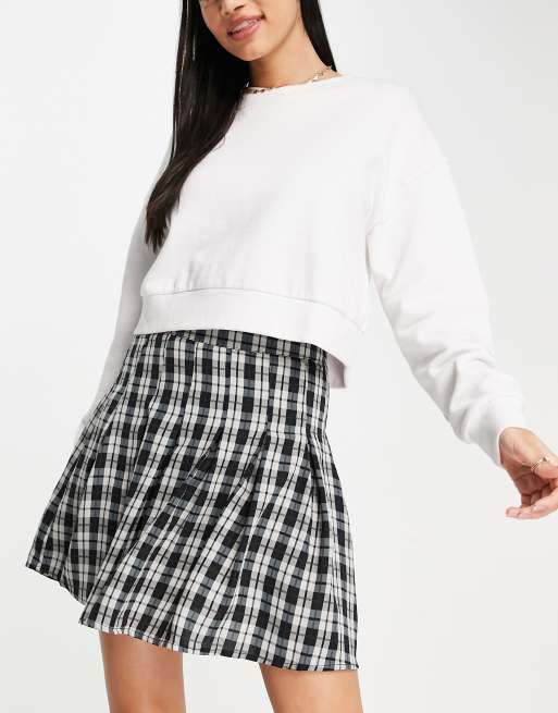 Vero Moda FRSH pleated mini skirt in black check ASOS