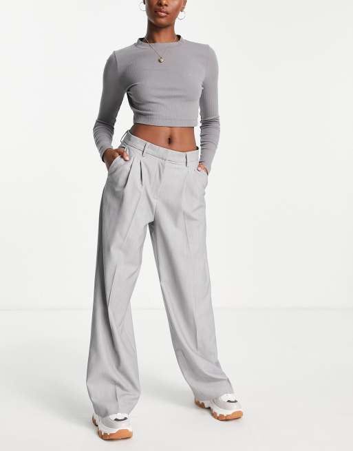 Womens grey clearance wide leg trousers