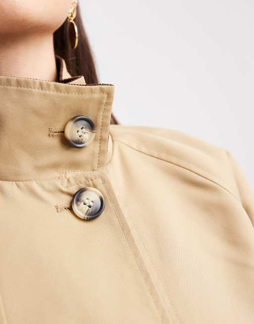 Vero Moda funnel neck cape jacket with contrast detail in beige, 4 of 4