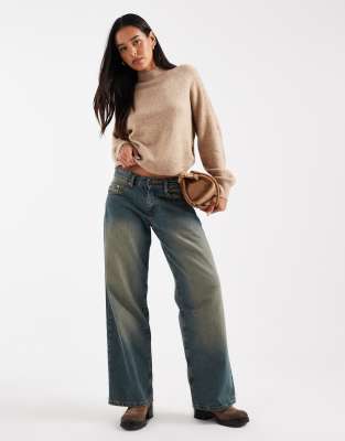 Vero Moda Funnel Neck Volume Sleeve Sweater In Neutral