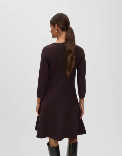 Vero Moda gebreide jurk in chocoladebruin, 2 van 6