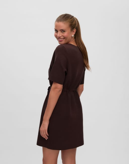 Vero Moda gebreide jurk in chocoladebruin, 2 van 6
