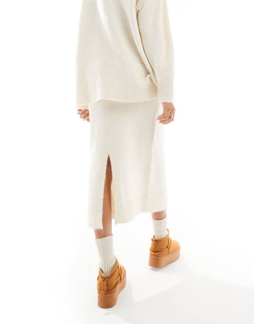 Vero Moda - Gebreide midi rok in gemêleerd crème, deel van co-ord set, 4 van 5