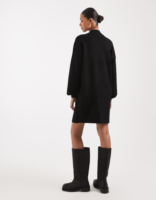 Vero Moda - Gebreide mini jurk met opstaande boord in zwart, 3 van 4