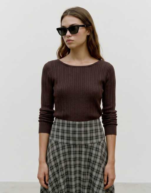 Vero Moda gebreide top in chocolate torte, 3 van 5