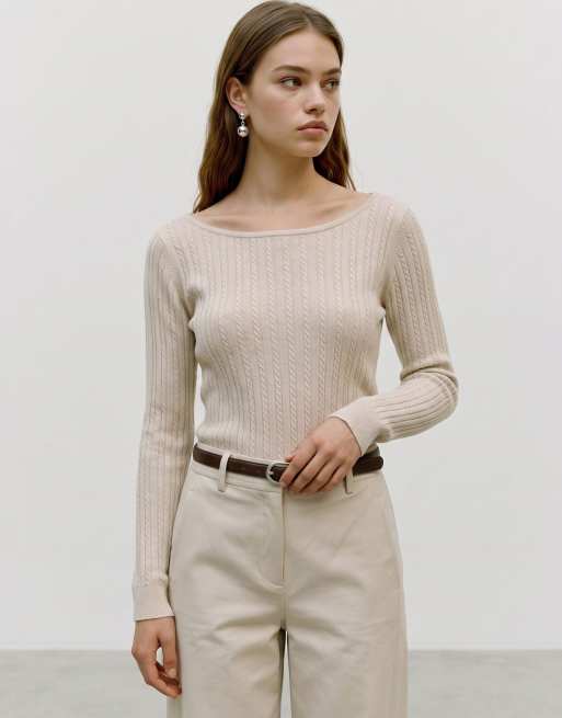 Vero Moda gebreide top in lichtbeige, 3 van 5